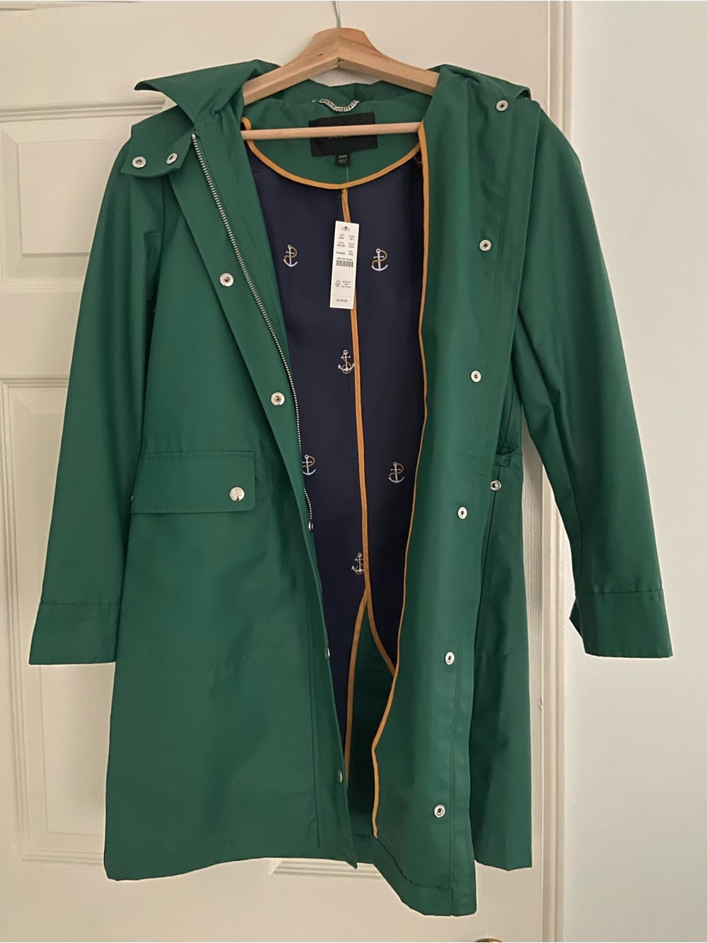 NWT JCrew Green Raincoat - Picture 2 of 6